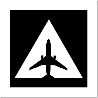 White Airplaine Triangle Posters and Art